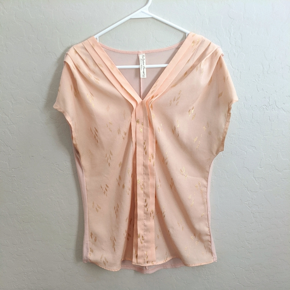 Light Pink Blouse w/ Gold Accents
